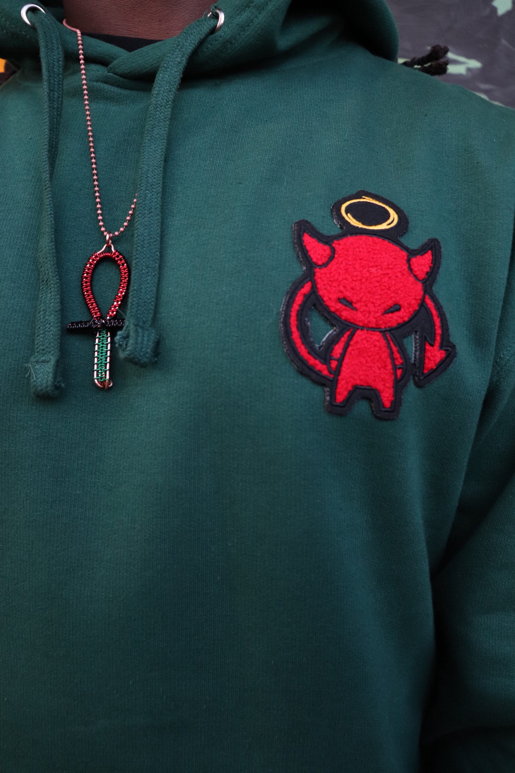 Forrest Green hoodie x red Pieux Symbol