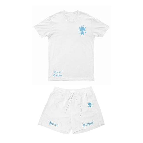 112 summer set White & baby blue