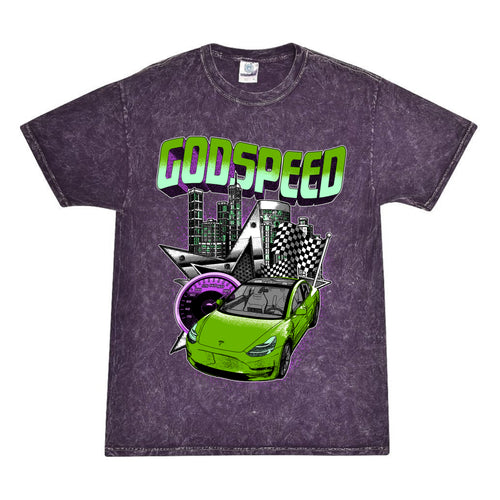 Vintage slime “Godspeed”  mineral washed purple tee